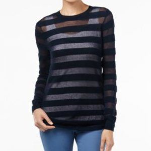 MICHAEL KORS Sheer Striped Top New Navy